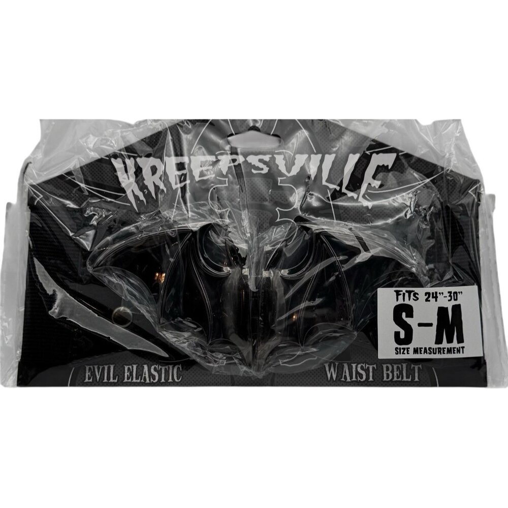 Bat Belt Womens S-M Black Stretchy Elastic Waist Halloween Kreepsville Gothic - Picture 6 of 6